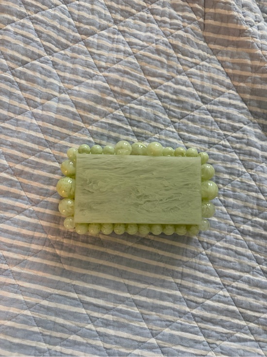 cult gaia Handbags - Cult Gaia Light Green Beaded Rectangular Clutch